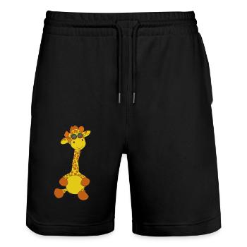 Giraffe - Stanley/Stella Unisex Bio Joggingshorts Trainer  - Schwarz - Vorne - Nik (191cm) & Marisol (170cm)