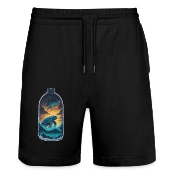 Turtle Bottle - Stanley/Stella Trainer Unisex Organic Jogging Shorts - black - Front - Nik (191cm) & Marisol (170cm)