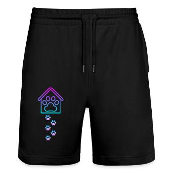 Chien - Short de jogging bio TRAINER Stanley/Stella unisexe - noir - Devant - Nik (191cm) & Marisol (170cm)