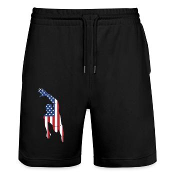 Swimming Swimmers Swimming Pool Swimming Instructors - Stanley/Stella Trainer Unisex Organic Jogging Shorts - black - Front - Nik (191cm) & Marisol (170cm)