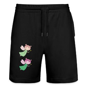 Redevance double 2 - Short de jogging bio TRAINER Stanley/Stella unisexe - noir - Devant - Nik (191cm) & Marisol (170cm)