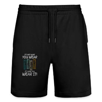 Modeliebhaber Style Neu Modisch - Stanley/Stella Unisex Bio Joggingshorts Trainer  - Schwarz - Vorne - Nik (191cm) & Marisol (170cm)
