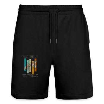 Panzer Strand Umweltschutz - Stanley/Stella Unisex Bio Joggingshorts Trainer  - Schwarz - Vorne - Nik (191cm) & Marisol (170cm)
