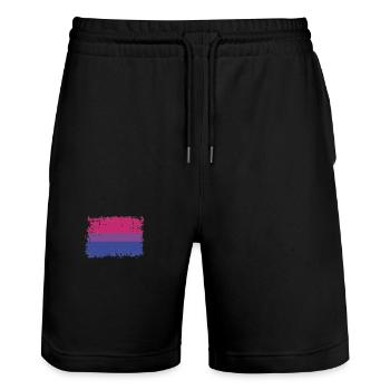 Bisexual Pride Flag - Stanley/Stella Trainer Unisex Organic Jogging Shorts - black - Front - Nik (191cm) & Marisol (170cm)