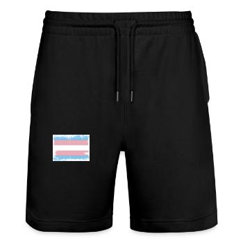 Trans Pride Flag - Stanley/Stella Unisex Bio Joggingshorts Trainer  - Schwarz - Vorne - Nik (191cm) & Marisol (170cm)