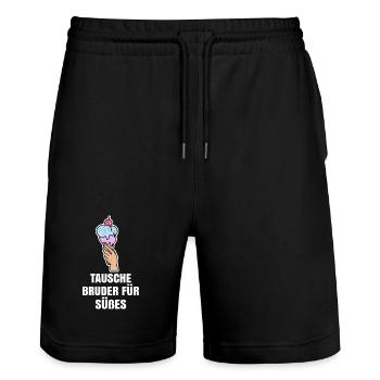 Eis Humorvoll Statement Süßigkeiten Nachspeise - Stanley/Stella Unisex Bio Joggingshorts Trainer  - Schwarz - Vorne - Nik (191cm) & Marisol (170cm)