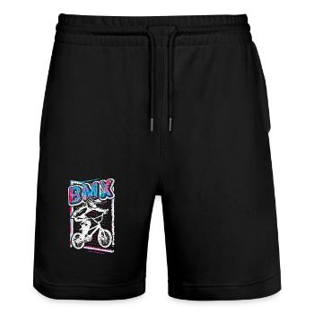 Retro Bmx Bicycle Rider - Vintage Bmx Wheel Grunge - Short de jogging bio TRAINER Stanley/Stella unisexe - noir - Devant - Nik (191cm) & Marisol (170cm)