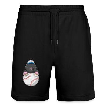 Mole Baseball - Short de jogging bio TRAINER Stanley/Stella unisexe - noir - Devant - Nik (191cm) & Marisol (170cm)