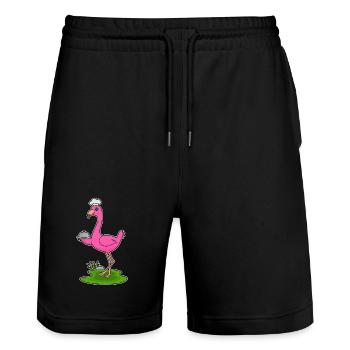 Flamingo Koch Servierglocke Kochen - Stanley/Stella Unisex Bio Joggingshorts Trainer  - Schwarz - Vorne - Nik (191cm) & Marisol (170cm)