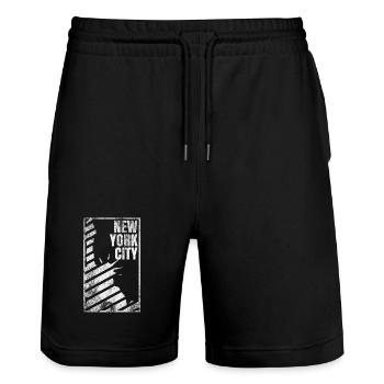 Lady Liberty de New York - Short de jogging bio TRAINER Stanley/Stella unisexe - noir - Devant - Nik (191cm) & Marisol (170cm)