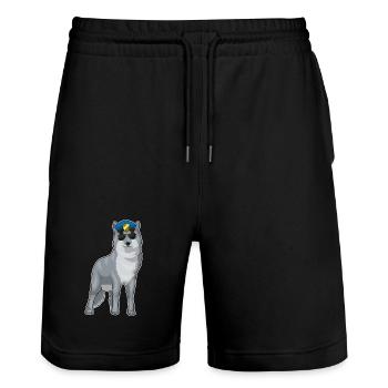 Wolf Polizist Sonnenbrille Polizei - Stanley/Stella Unisex Bio Joggingshorts Trainer  - Schwarz - Vorne - Nik (191cm) & Marisol (170cm)