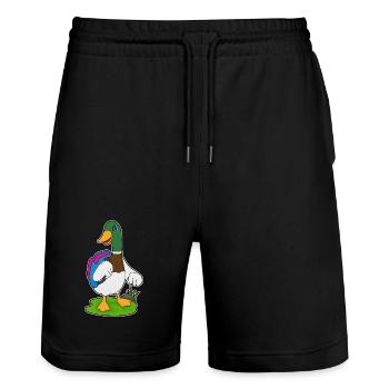 Duck Hiker Backpack Hiking - Stanley/Stella Trainer Unisex Organic Jogging Shorts - black - Front - Nik (191cm) & Marisol (170cm)