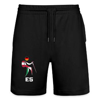 Alpenüberquerung E5 Alpen Alpenüberquerer Wanderer - Stanley/Stella Unisex Bio Joggingshorts Trainer  - Schwarz - Vorne - Nik (191cm) & Marisol (170cm)