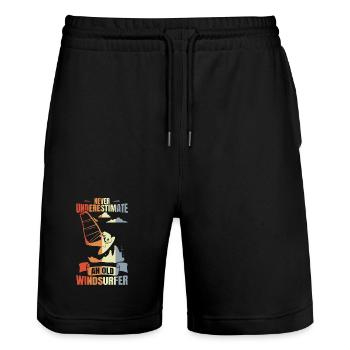 Windsurfer grandfather - Stanley/Stella Trainer Unisex Organic Jogging Shorts - black - Front - Nik (191cm) & Marisol (170cm)