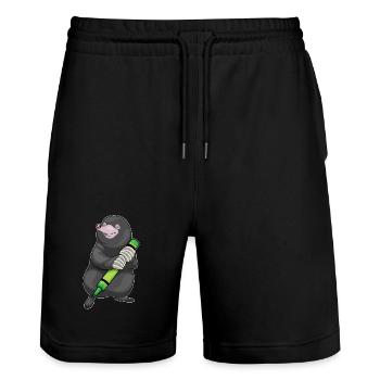 Maulwurf Schüler Wachsmalstift Schule - Stanley/Stella Unisex Bio Joggingshorts Trainer  - Schwarz - Vorne - Nik (191cm) & Marisol (170cm)