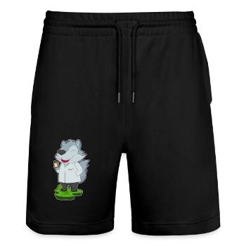 Wolf Doctor Medicine - Stanley/Stella Trainer Unisex Organic Jogging Shorts - black - Front - Nik (191cm) & Marisol (170cm)