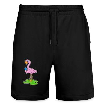 Flamingo Lutscher  - Stanley/Stella Unisex Bio Joggingshorts Trainer  - Schwarz - Vorne - Nik (191cm) & Marisol (170cm)