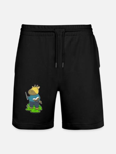 Giraffe Lehrer Buch Schule - Stanley/Stella Unisex Bio Joggingshorts Trainer  - Schwarz
