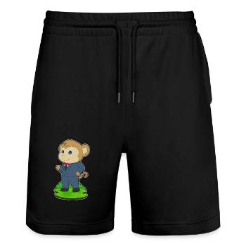 Affe Bräutigam Anzug Hochzeit - Stanley/Stella Unisex Bio Joggingshorts Trainer  - Schwarz - Vorne - Nik (191cm) & Marisol (170cm)