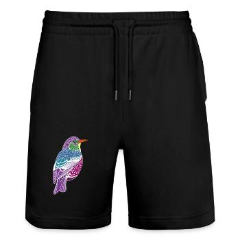 Oiseau multicolore - Short de jogging bio TRAINER Stanley/Stella unisexe - noir - Devant - Nik (191cm) & Marisol (170cm)
