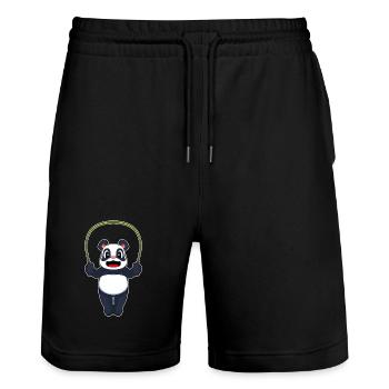 Panda Jump Rope Skipping Rope Fitness - Stanley/Stella Trainer Unisex Organic Jogging Shorts - black - Front - Nik (191cm) & Marisol (170cm)