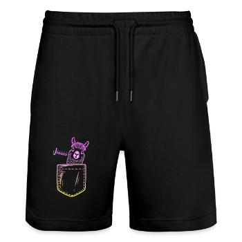 Alpaka in einer Pocket-Optik – Brusttasche - Stanley/Stella Unisex Bio Joggingshorts Trainer  - Schwarz - Vorne - Nik (191cm) & Marisol (170cm)