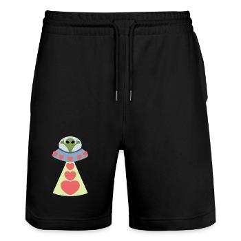 Espace Amour Alien Saint-Valentin - Short de jogging bio TRAINER Stanley/Stella unisexe - noir - Devant - Nik (191cm) & Marisol (170cm)