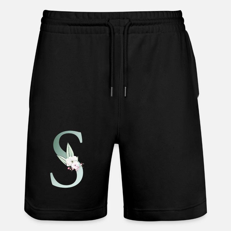 S Monogramme, Floral, Personnalisable - Short de jogging bio TRAINER Stanley/Stella unisexe - noir