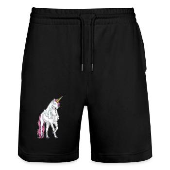 Licorne Voile de mariée Mariage - Short de jogging bio TRAINER Stanley/Stella unisexe - noir - Devant - Nik (191cm) & Marisol (170cm)