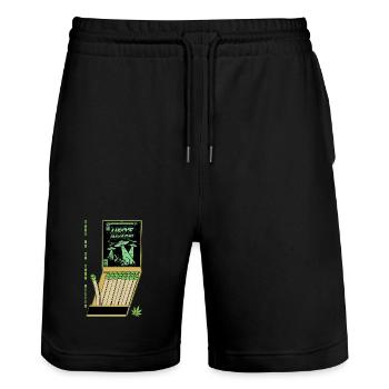 OVNI Invasion Vintage Affiche Design - Short de jogging bio TRAINER Stanley/Stella unisexe - noir - Devant - Nik (191cm) & Marisol (170cm)