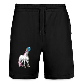 Einhorn Luftballon - Stanley/Stella Unisex Bio Joggingshorts Trainer  - Schwarz - Vorne - Nik (191cm) & Marisol (170cm)