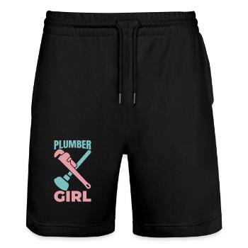 Plombière Fille - Short de jogging bio TRAINER Stanley/Stella unisexe - noir - Devant - Nik (191cm) & Marisol (170cm)