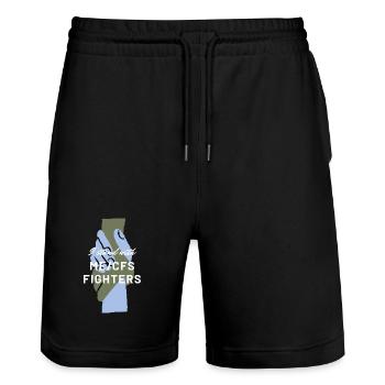ME/CFS I stand with ME/CFS Fighters white - Stanley/Stella Trainer Unisex Organic Jogging Shorts - black - Front - Nik (191cm) & Marisol (170cm)