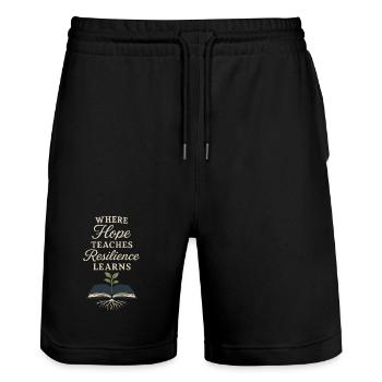 Staff for Alternative Education Teacher Second - Stanley/Stella Trainer Unisex Organic Jogging Shorts - black - Front - Nik (191cm) & Marisol (170cm)