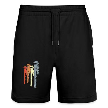 Vintage Pipe Wrench Sketch - Stanley/Stella Trainer Unisex Organic Jogging Shorts - black - Front - Nik (191cm) & Marisol (170cm)
