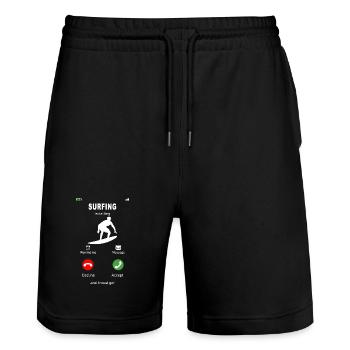 Le surf, c’est l’appel - Short de jogging bio TRAINER Stanley/Stella unisexe - noir - Devant - Nik (191cm) & Marisol (170cm)