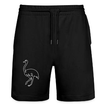 Croquis d’autruche – Dessin d’animal élégant - Short de jogging bio TRAINER Stanley/Stella unisexe - noir - Devant - Nik (191cm) & Marisol (170cm)