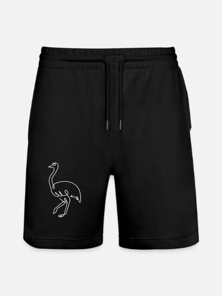 Ostrich Sketch – Elegant Animal Drawing - Stanley/Stella Trainer Unisex Organic Jogging Shorts - black