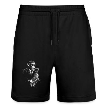 Saxophone Jazz Singe en Costume - Short de jogging bio TRAINER Stanley/Stella unisexe - noir - Devant - Nik (191cm) & Marisol (170cm)
