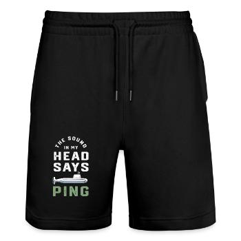 July 6 Submarine Marine USA Submarine Veteran - Stanley/Stella Trainer Unisex Organic Jogging Shorts - black - Front - Nik (191cm) & Marisol (170cm)