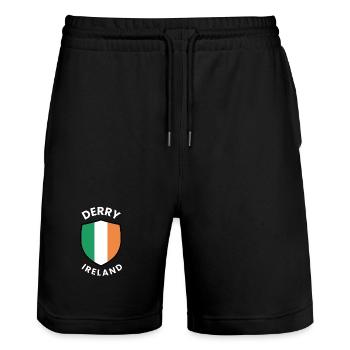 Drapeau du Derry Ireland Shield - Short de jogging bio TRAINER Stanley/Stella unisexe - noir - Devant - Nik (191cm) & Marisol (170cm)