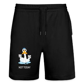 Nicht heute – Lustige Entenstimmung - Stanley/Stella Unisex Bio Joggingshorts Trainer  - Schwarz - Vorne - Nik (191cm) & Marisol (170cm)