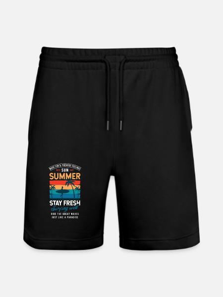 Summer Stay Fresh Surfing Vibes Graphic - Stanley/Stella Trainer Unisex Organic Jogging Shorts - black