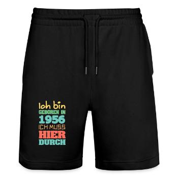 1956 - Stanley/Stella Unisex Bio Joggingshorts Trainer  - Schwarz - Vorne - Nik (191cm) & Marisol (170cm)