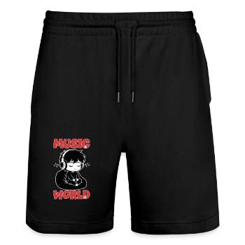 Musique On World Off Manga Zen Casque - Short de jogging bio TRAINER Stanley/Stella unisexe - noir - Devant - Nik (191cm) & Marisol (170cm)