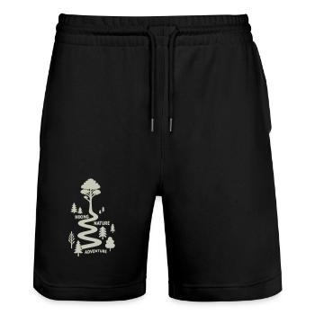Wanderpfad mit Bäumen - Stanley/Stella Unisex Bio Joggingshorts Trainer  - Schwarz - Vorne - Nik (191cm) & Marisol (170cm)