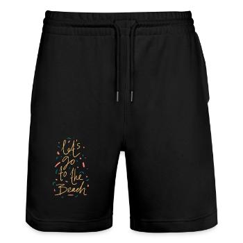 Let's Go To The Beach Shirt - Stanley/Stella Unisex Bio Joggingshorts Trainer  - Schwarz - Vorne - Nik (191cm) & Marisol (170cm)