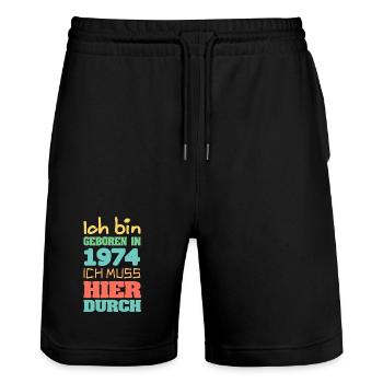 1974 - Stanley/Stella Unisex Bio Joggingshorts Trainer  - Schwarz - Vorne - Nik (191cm) & Marisol (170cm)