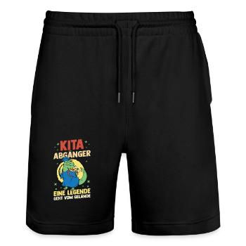 Kita Abgänger Eine Legende Verlässt Das Gelände - Stanley/Stella Unisex Bio Joggingshorts Trainer  - Schwarz - Vorne - Nik (191cm) & Marisol (170cm)