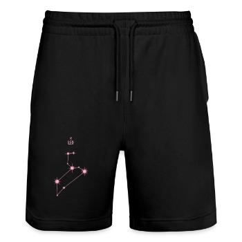 Löwe Sternstern Sternbild Pastellrosa - Stanley/Stella Unisex Bio Joggingshorts Trainer  - Schwarz - Vorne - Nik (191cm) & Marisol (170cm)